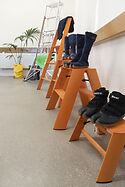 Niwaki Showroom Luciano steps original tripod ladder and taxi work boots