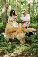 Tasha (left) Riki (right) pause to examine their tools in the Lime tree walk