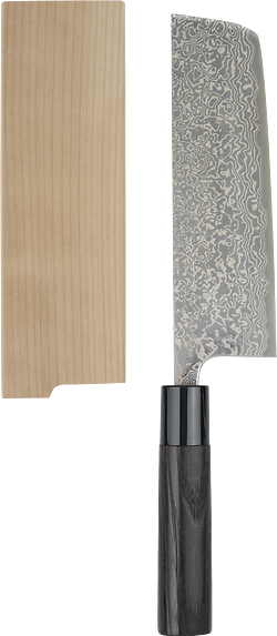 Masashi Kobo Damascus SLD Knife • Nakiri + Saya Sheath