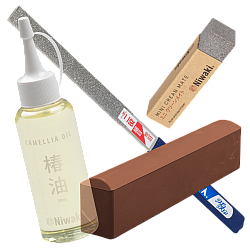 Niwaki Sharpening Tools Bundle • Sharpening Stone + Twin Diamond File + Camellia Oil + Crean Mate