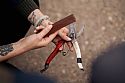 Sharpening a pair of Okatsune secateurs with the #1000 sharpening stone