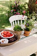 A bowl of fresh strawberries for desert