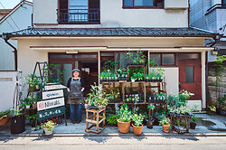 Minori in front of Niwaki Kagurazaka Tokyo