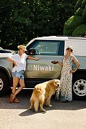 Riki (left) and Tasha (right) keen to adopt our new Niwaki Land Rover
