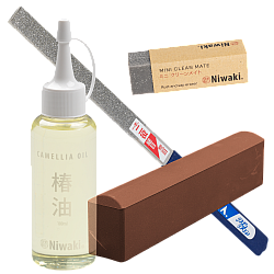 Niwaki Sharpening Tools Bundle • Sharpening Stone + Twin Diamond File + Camellia Oil + Mini Clean Mate