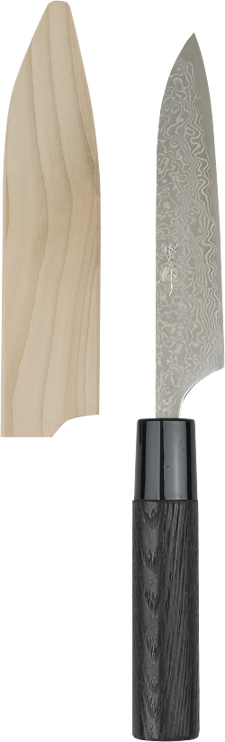 Masashi Kobo Damascus SLD Knife • Petty + Saya Sheath