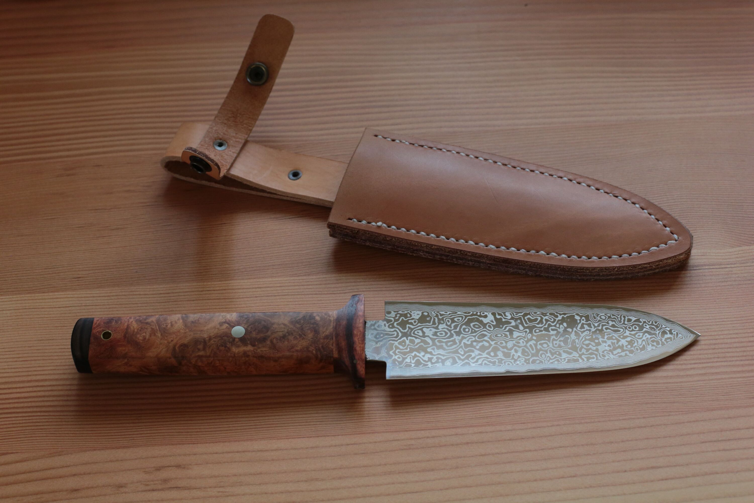 Hand Forged Damascus Hori Hori - Niwaki